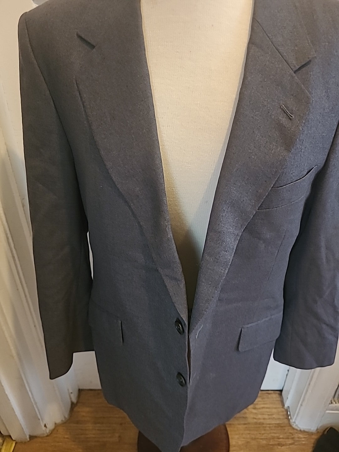 Mens Large Grey Padded Lined Formal Blazer