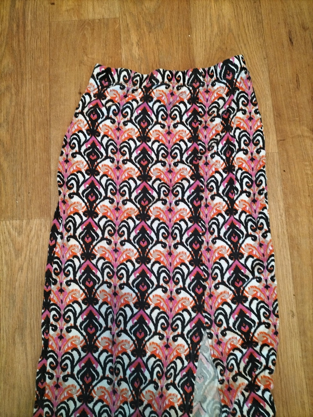 Ladies Primark Size 12 Purple Orange Split Hem Elasticated Skirt