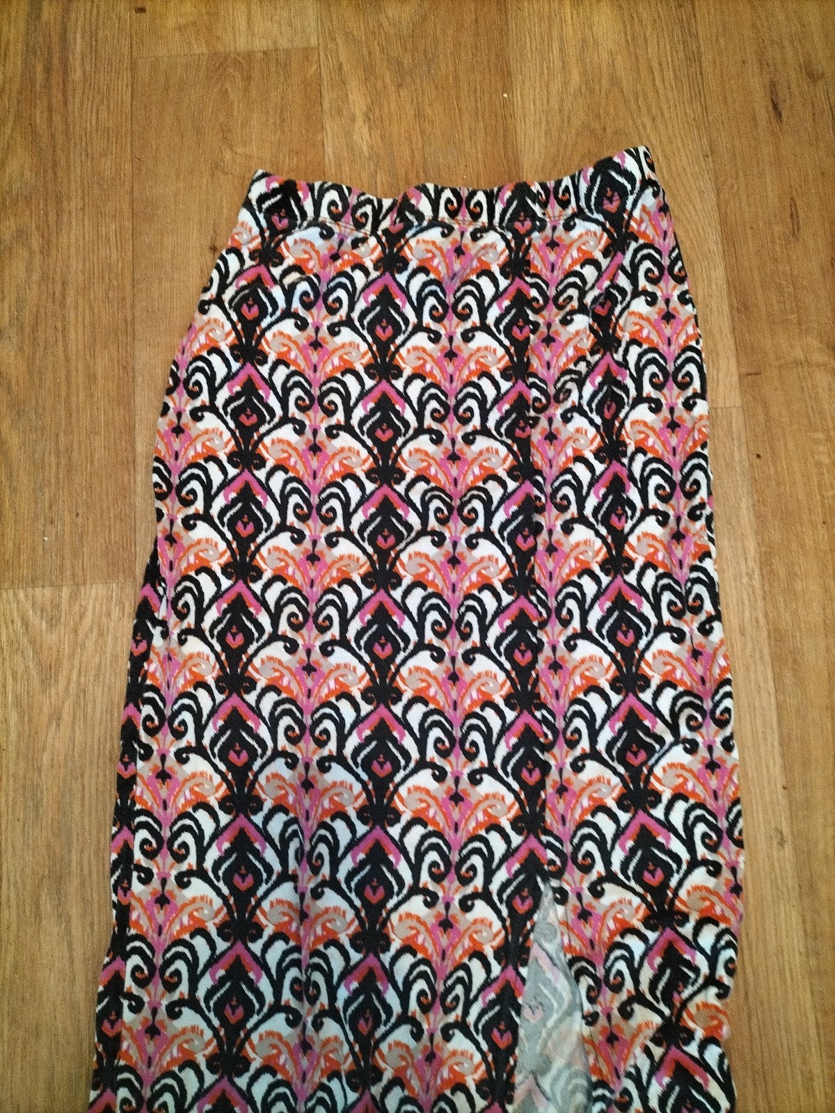 Ladies Primark Size 12 Purple Orange Split Hem Elasticated Skirt