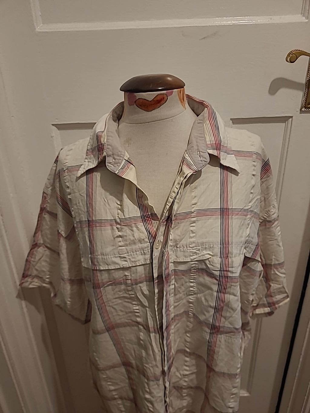 Mens Animal Size 2XL Cream Check Short Sleeved Shirt