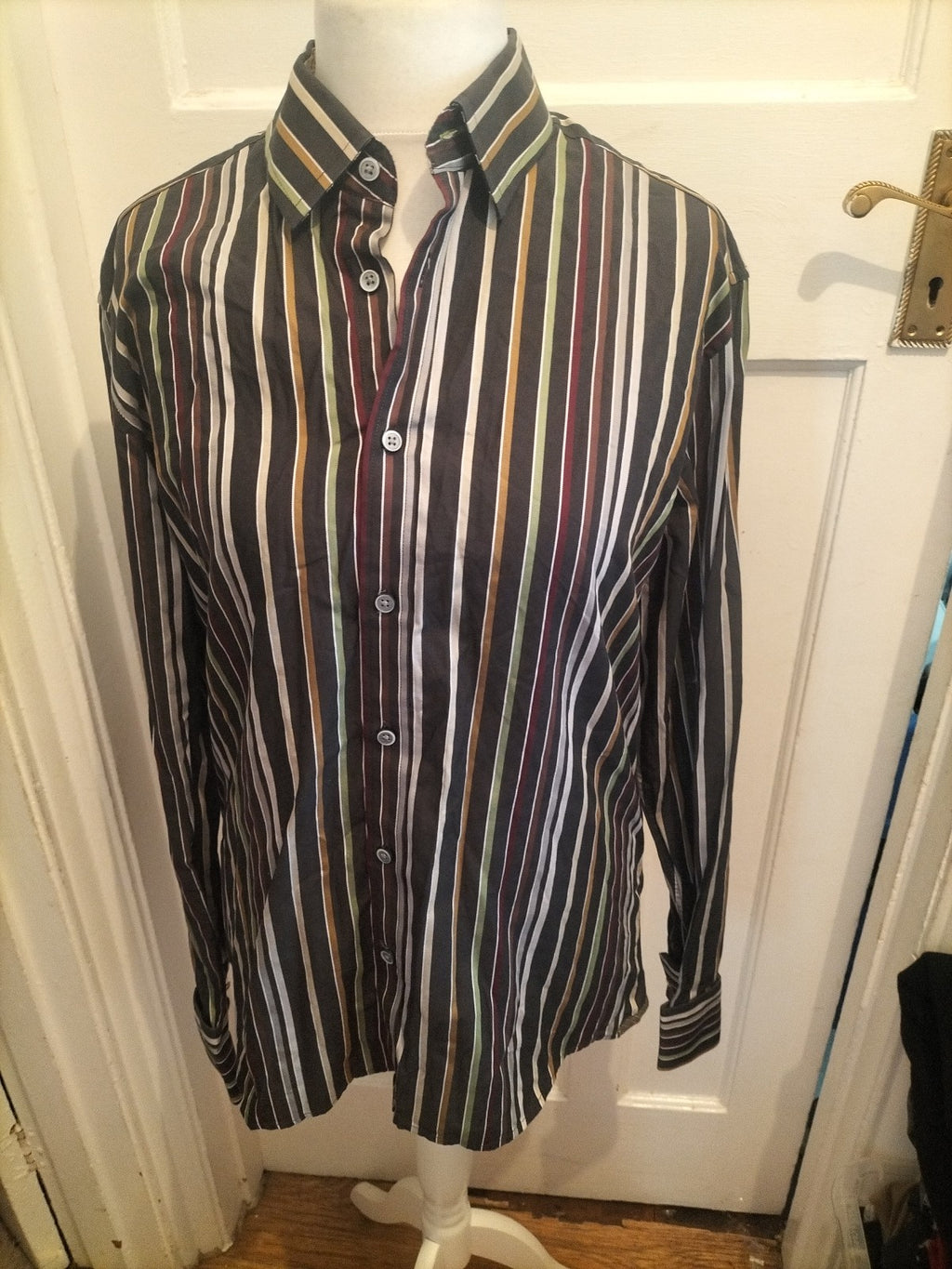 Autograph Large Luxury European Fabric Striped Shirt Long Sleeve