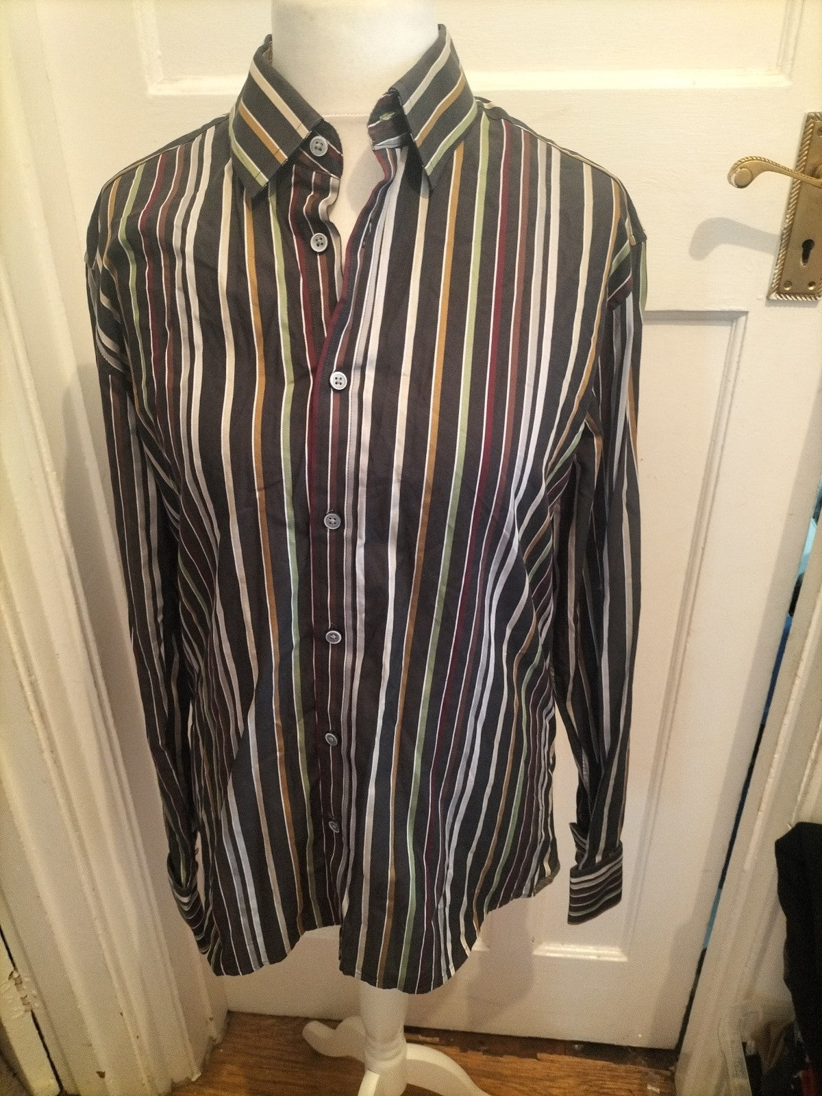 Autograph Large Luxury European Fabric Striped Shirt Long Sleeve