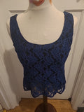 Ladies Fransa Size Small Blue Black Lined Sleeveless Tshirt