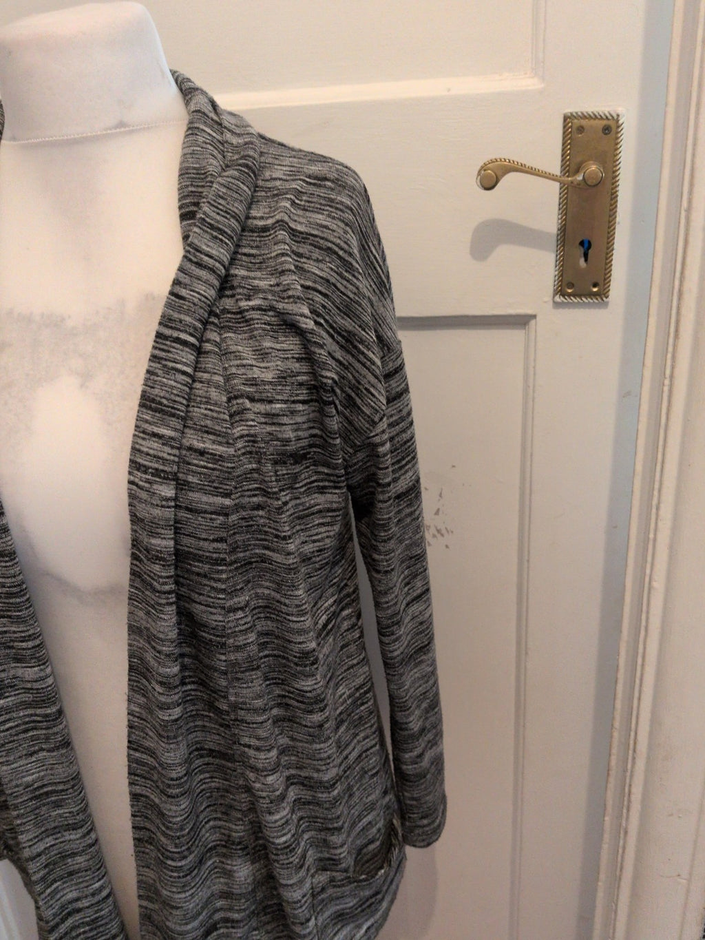 M&S Collection 14 Black Grey Flecked Long Sleeve Open Cardigan