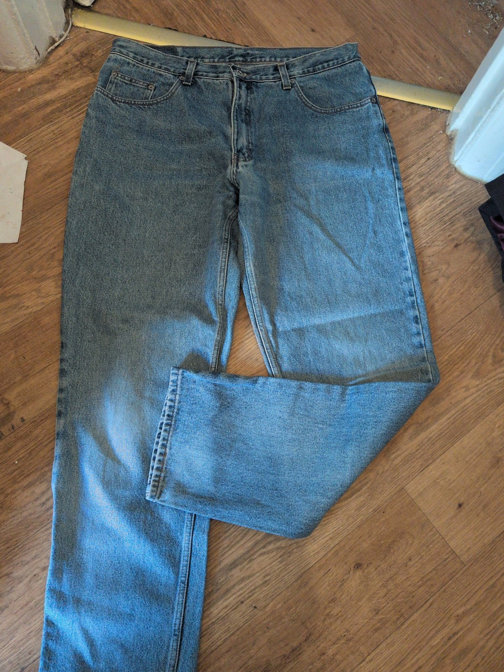 Mens Easy Jeans Size 38Wx34L Straight Blue Jeans