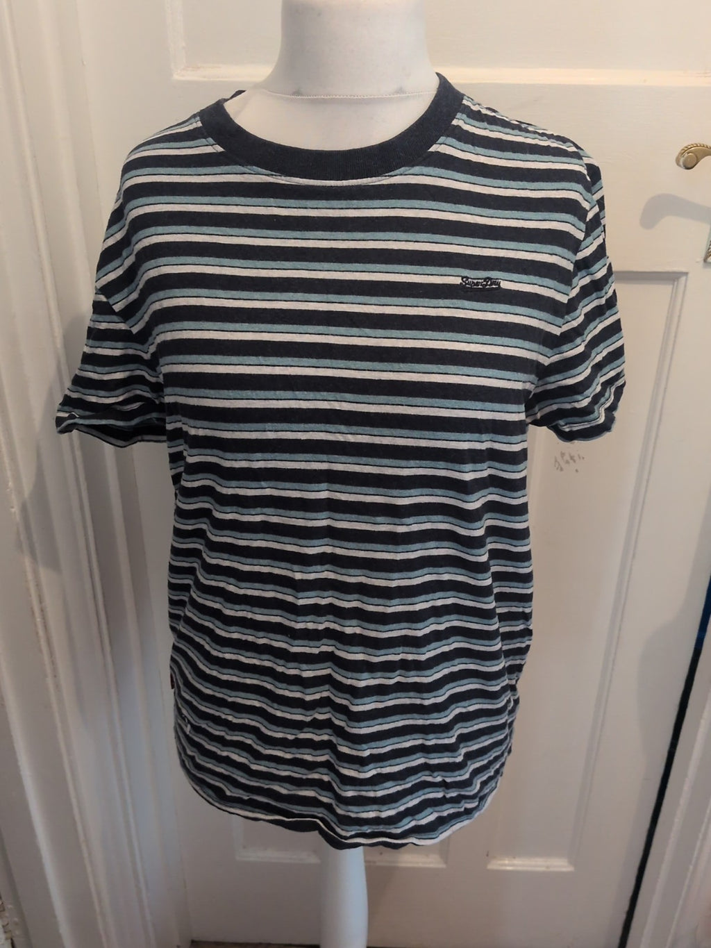 Superdry Oxford Street Large Navy/Blue/White Stripe Short Sleeve T-shirt