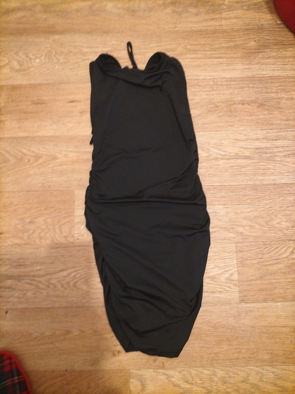 Ladies Shein Size XS Black Sleeveless Open Back Ruched Dress