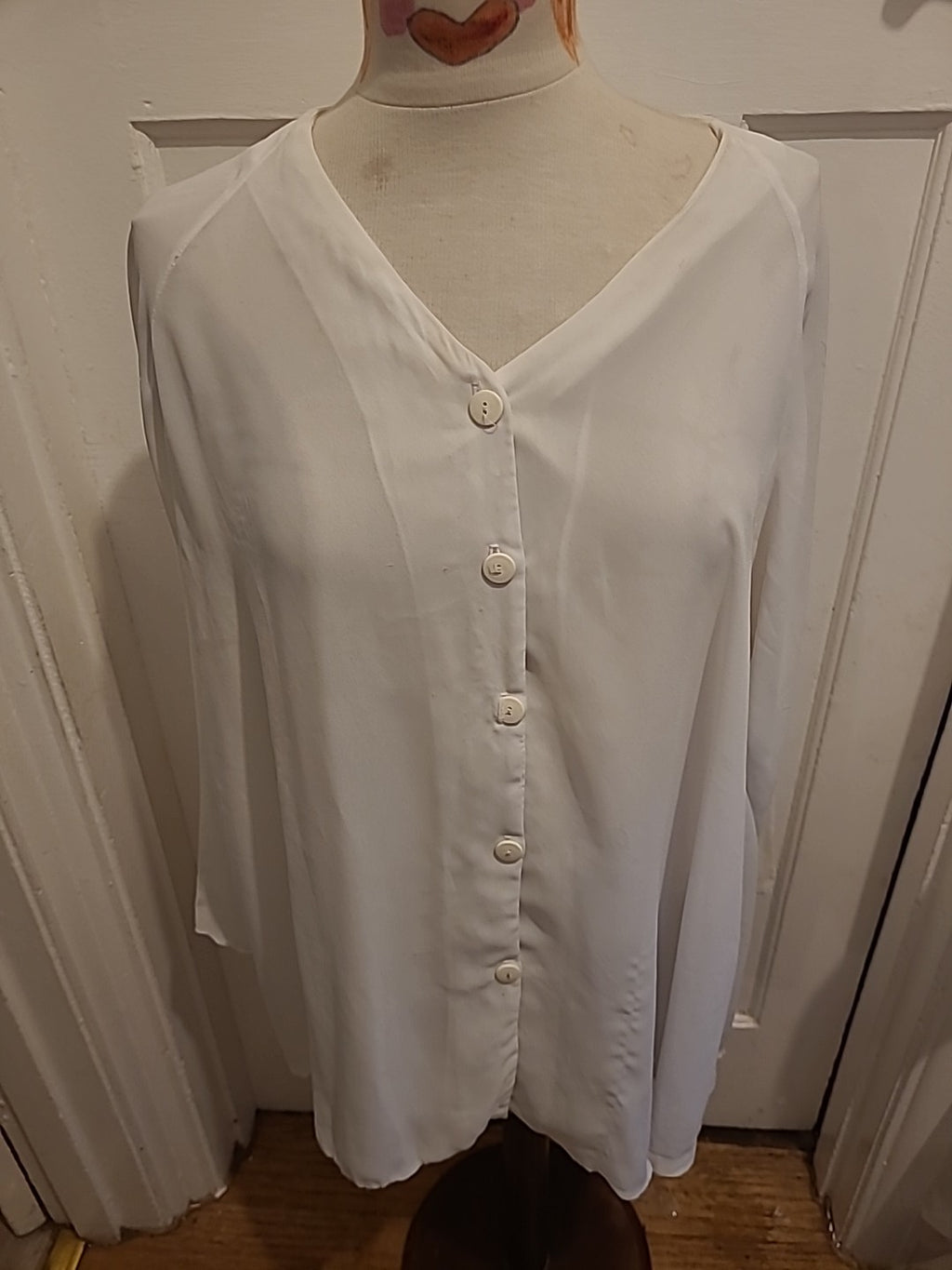 Ladies Size Large White Lined Long Sleeved Blouse