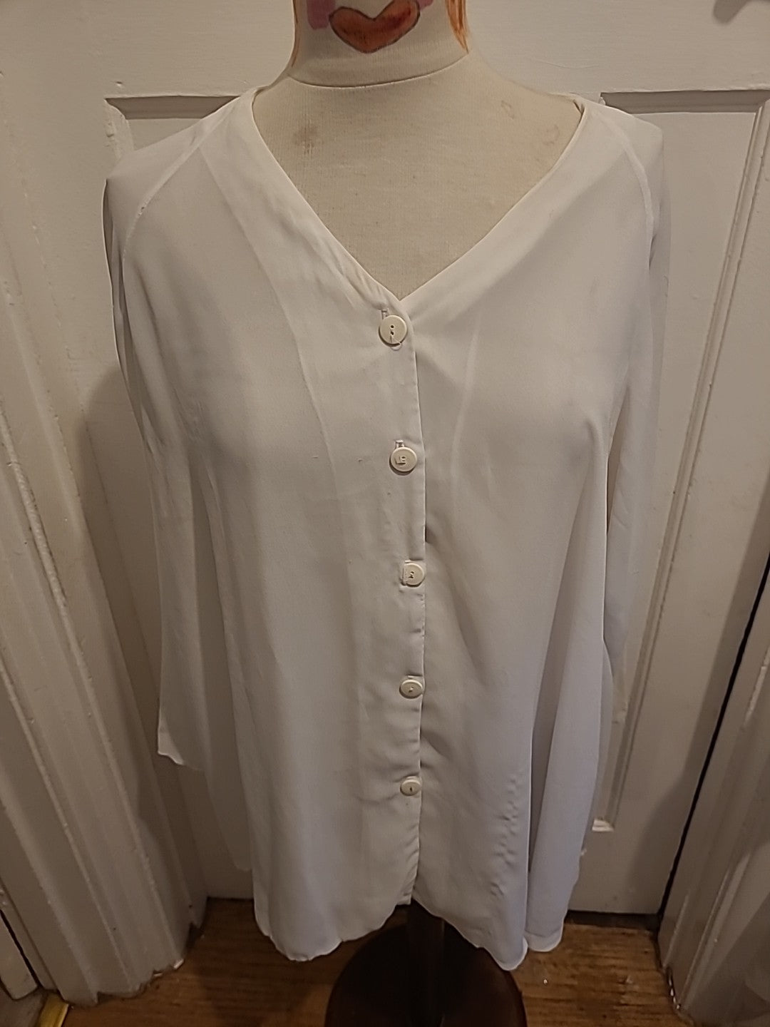 Ladies Size Large White Lined Long Sleeved Blouse