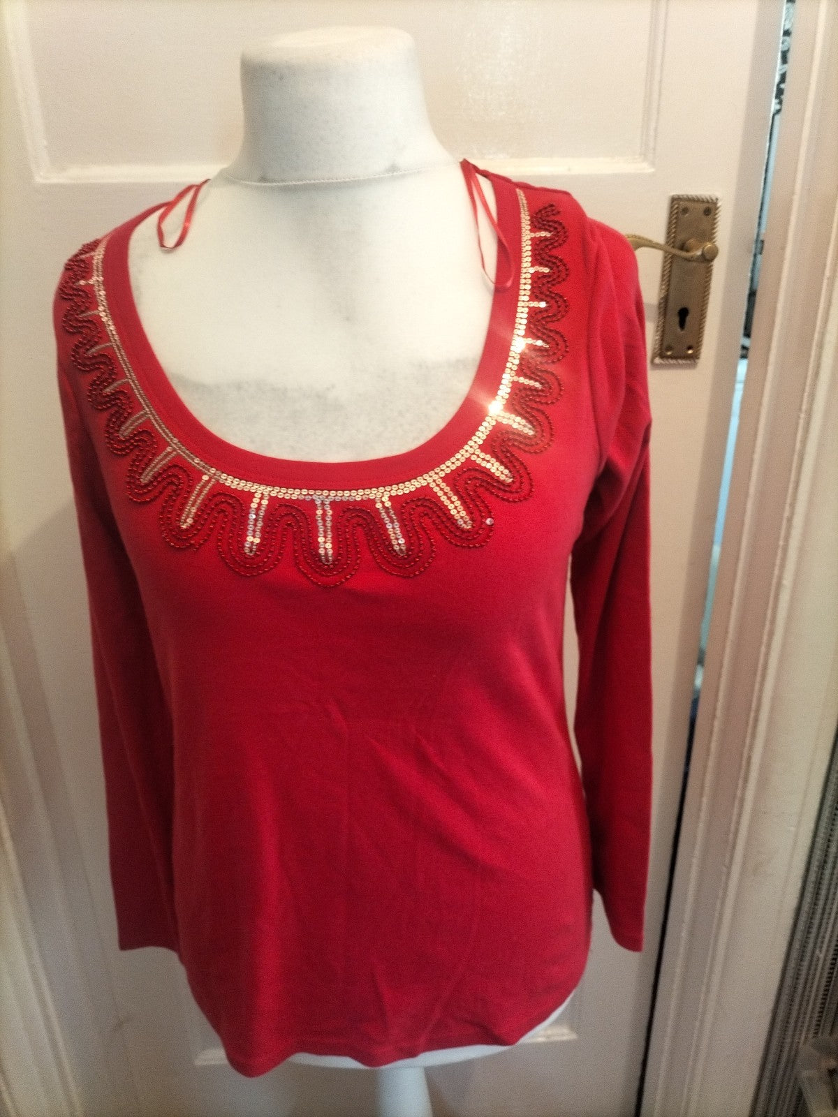Ladies George Size 14 Hot Pink With Diamante Neck Blouse
