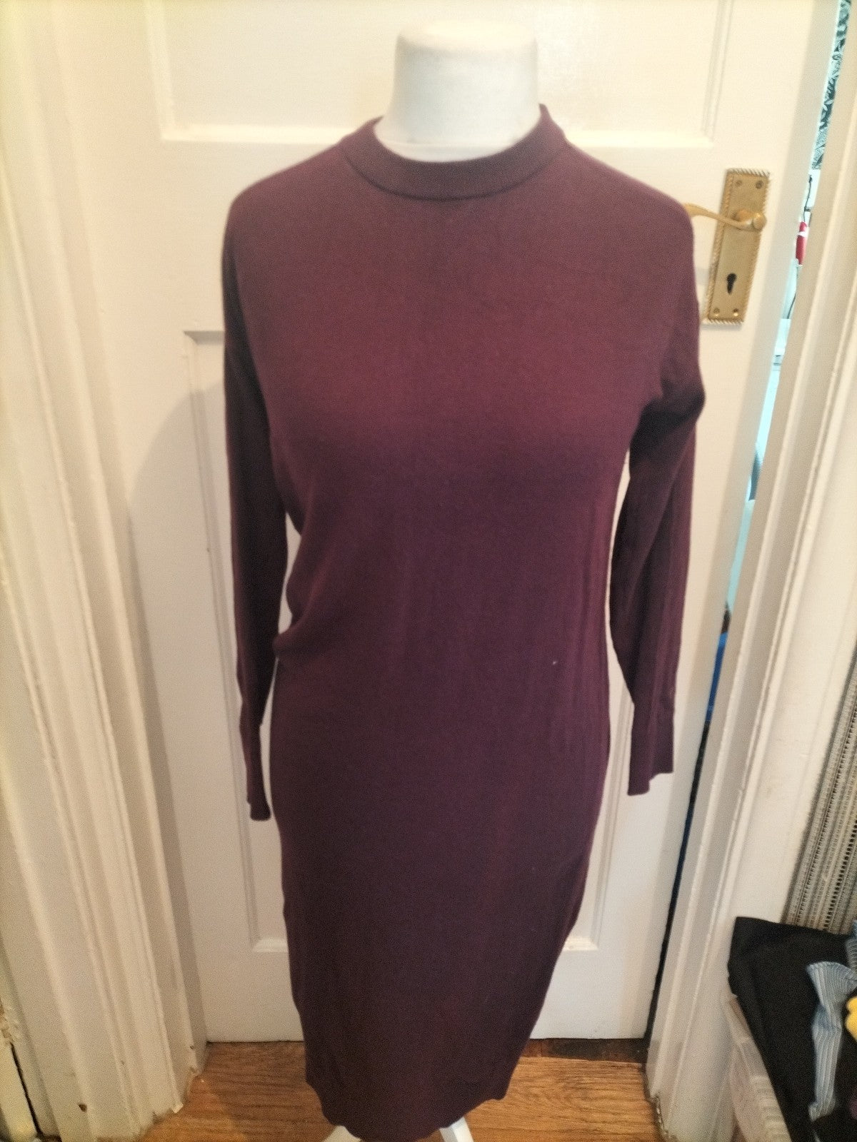Ladies Size Medium Deep Purple Long Sleeved Jumper Dress