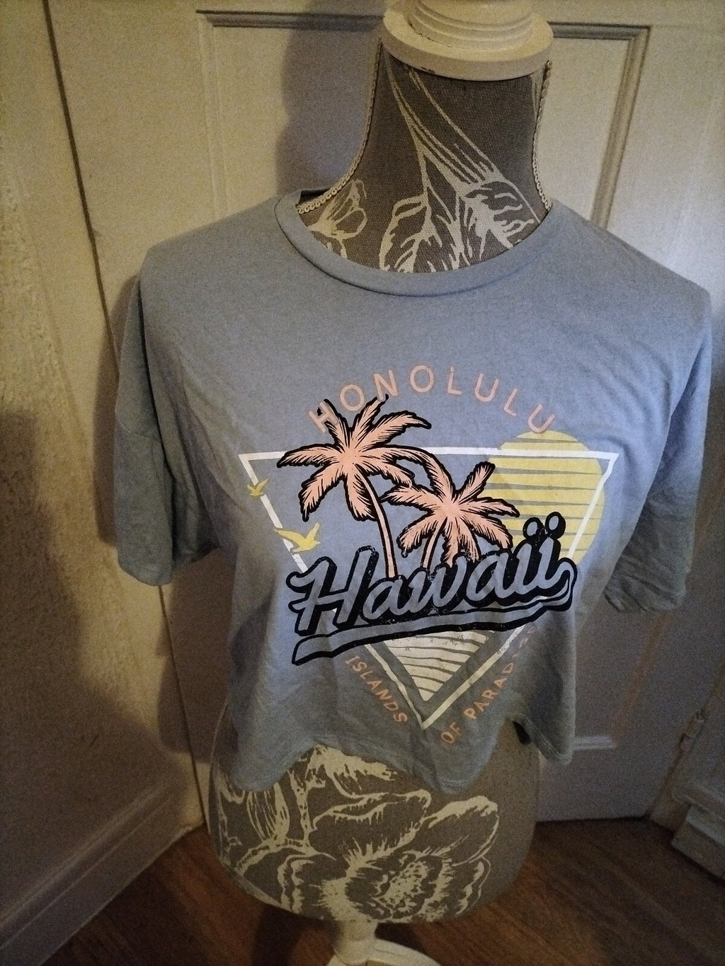 Ladies Primark Medium Blue Honolulu Cropped Top