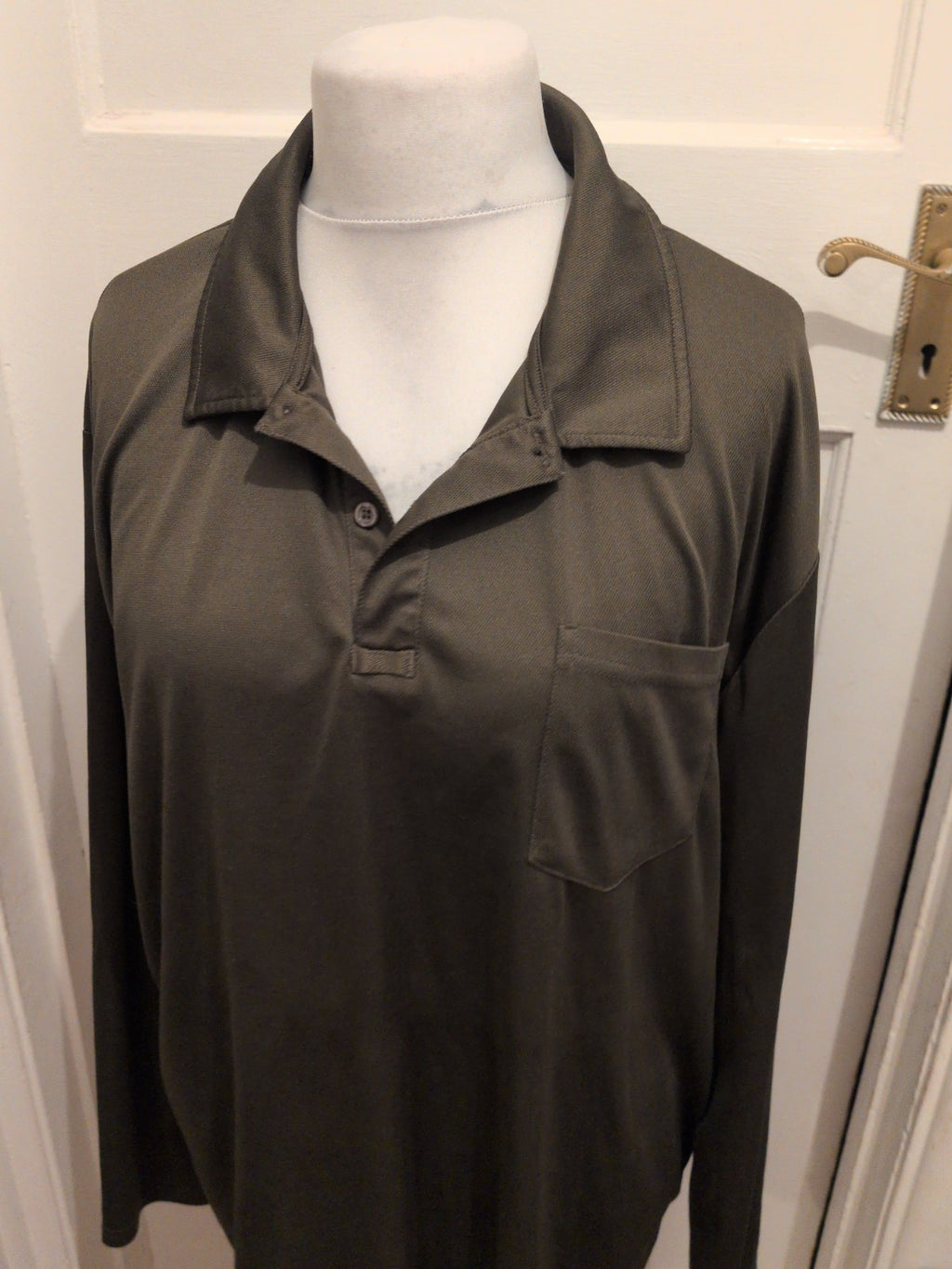 TR 2XL Khaki Green Long Sleeve Polo Shirt