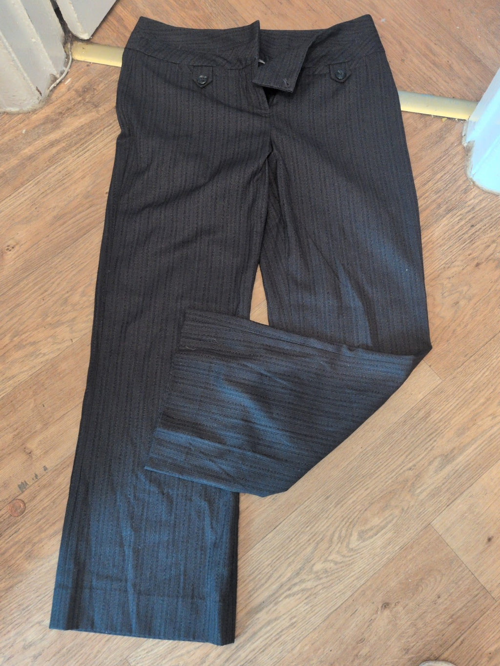 Ladies Next 14 Tall Grey Pattern Stripe Trousers Smart