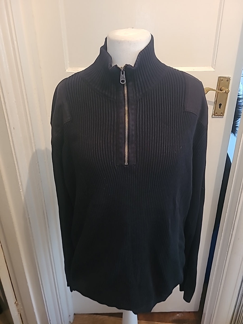 Mens Esprit Size Large Black Ribbed Long Sleeve Jumper
