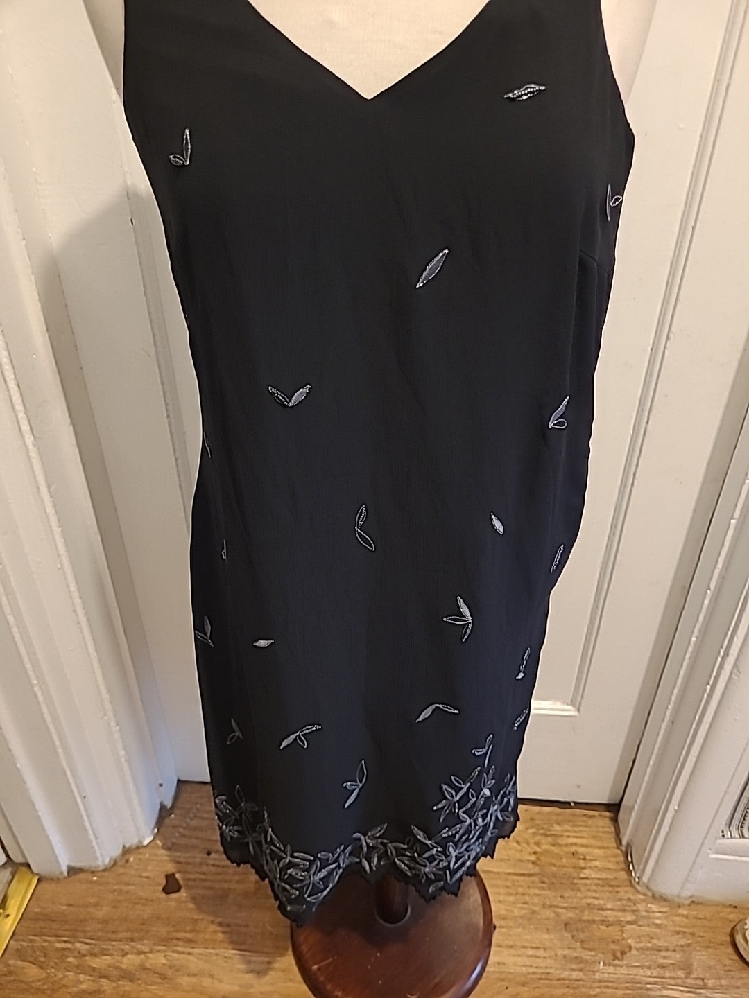 Ladies Next Size 10 Black Lined Sleeveless Detailed Dress