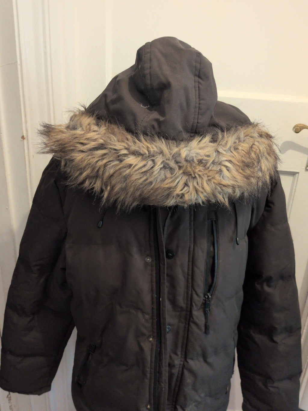 Threadbare Large Khaki Dark Khaki Faux Fur Hood Coat