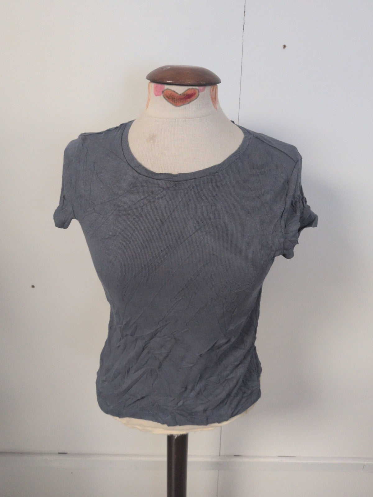Ladies Zara Small Navy Short Sleeve Brush Rib Short Sleeve T-shirt