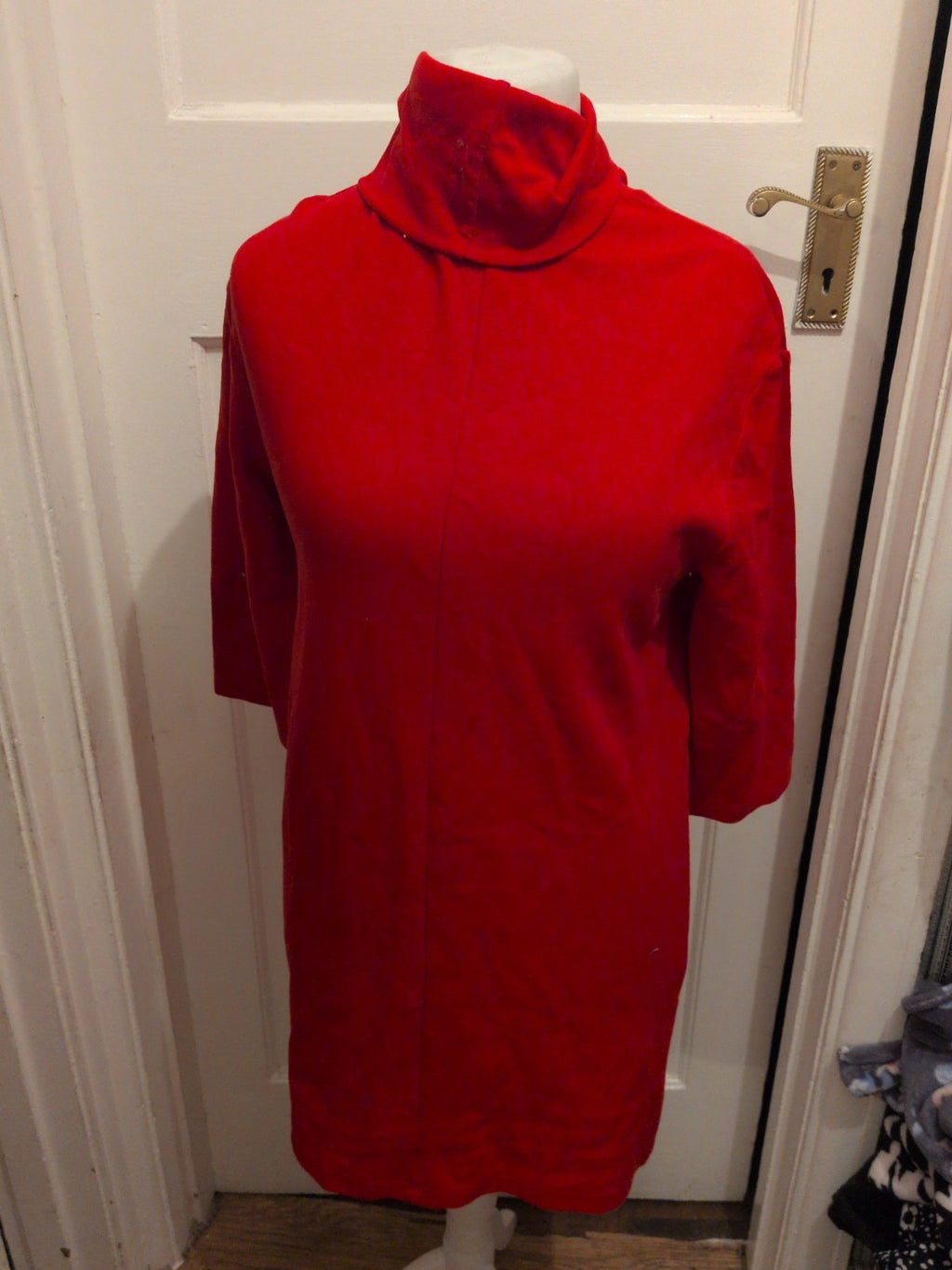 Zara Small Red High Neck Half Sleeve Jumper Dress
