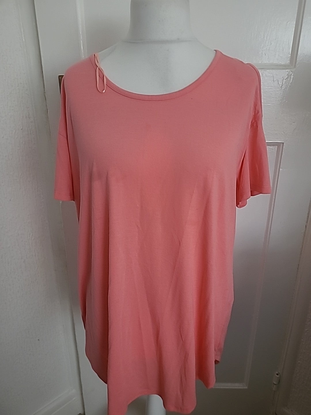 Ladies Papaya Size XL Pink Open Shoulder Short Sleeved Blouse