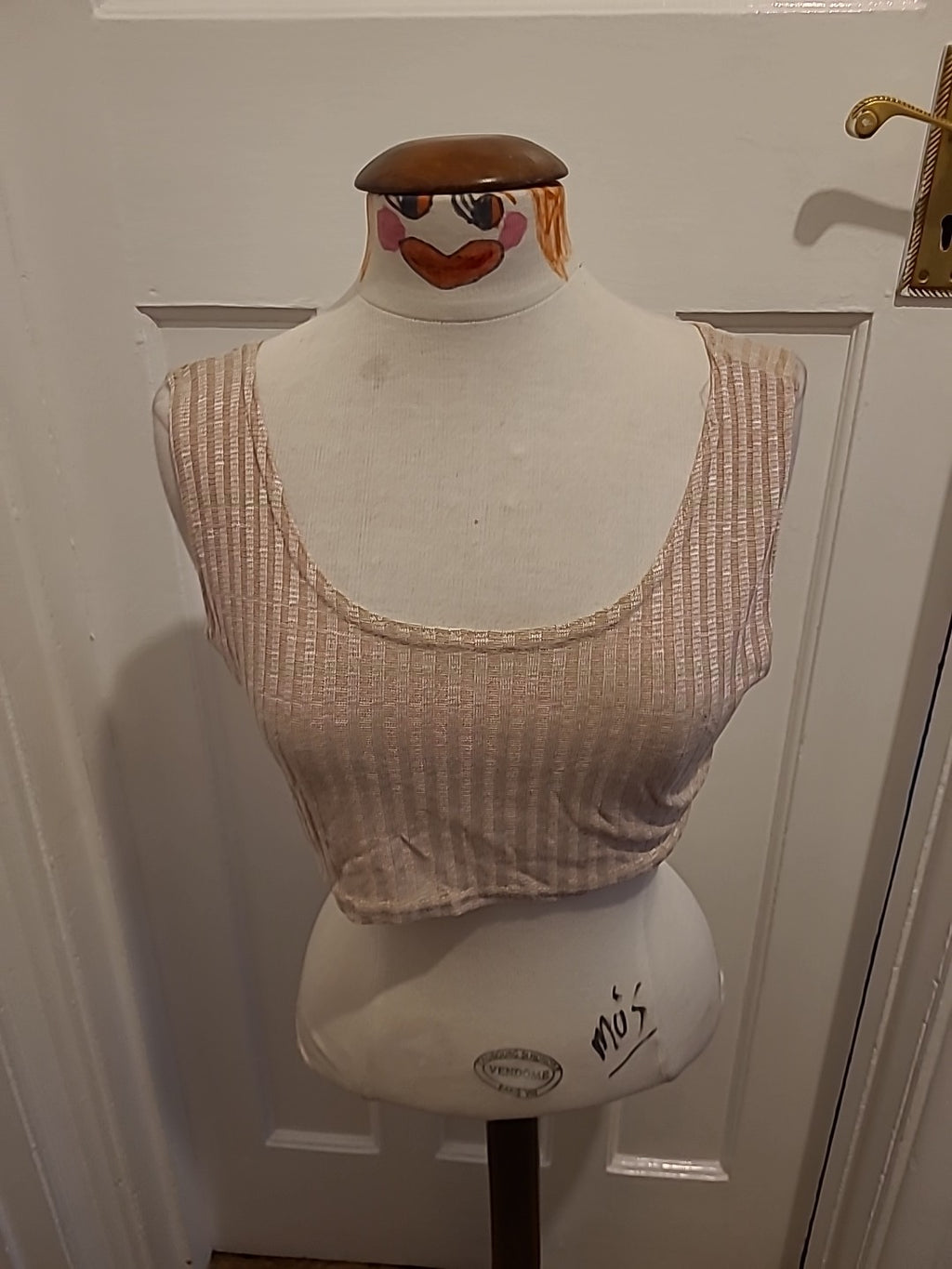 Brand New Prettylittlething Size Large Sand Colour Sleeveless Crop Top