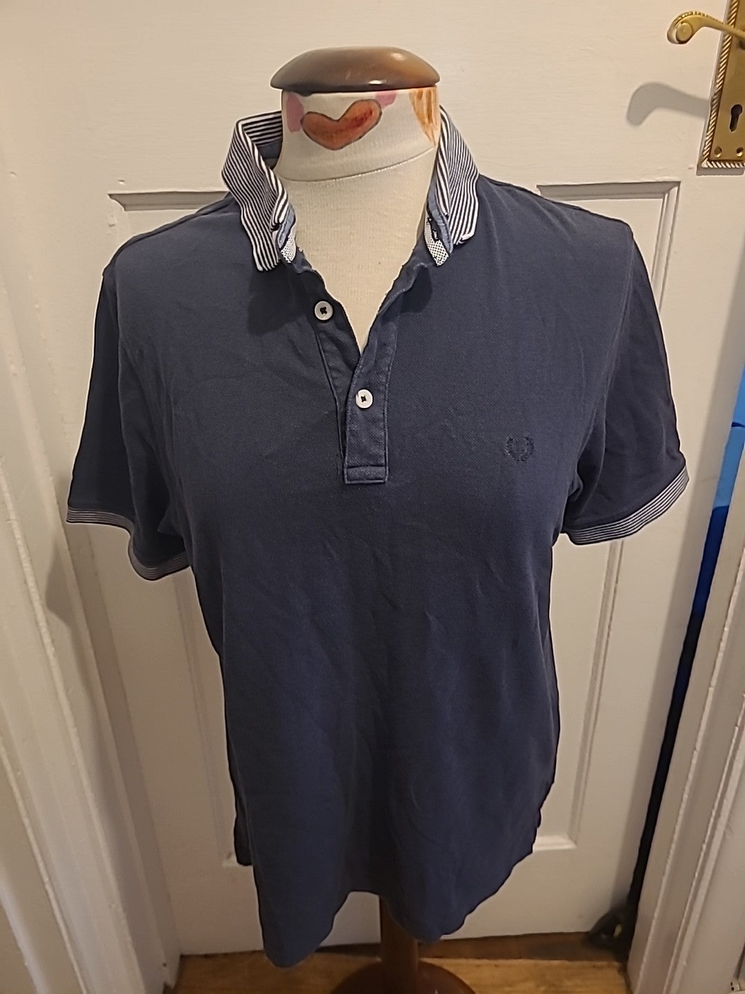 Mens Lincoln Size M Navy Short Sleeved Polo