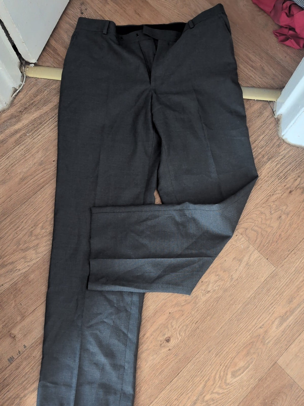 Marks And Spencer 36/31R Grey Smart Formal Trousers