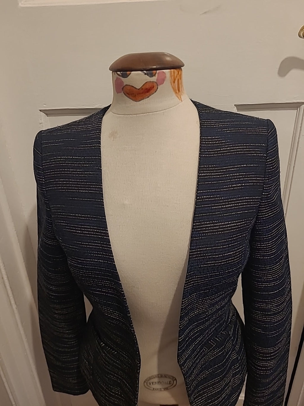 Ladies George Size 8 Blue/White/Black Lined Blazer