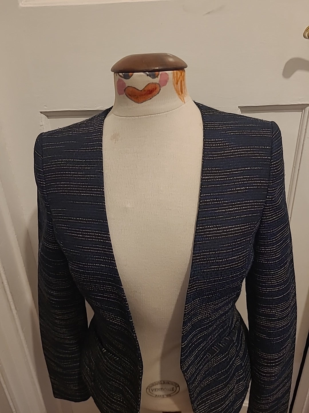 Ladies George Size 8 Blue/White/Black Lined Blazer