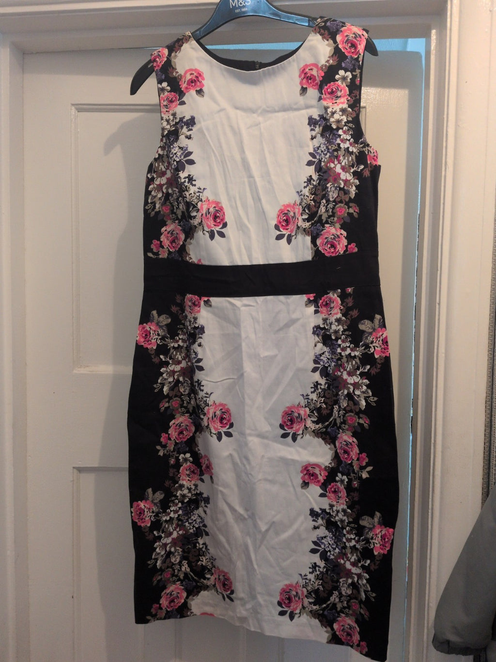 BHS 14 Black Pink White And Purple Sleeveless Dress