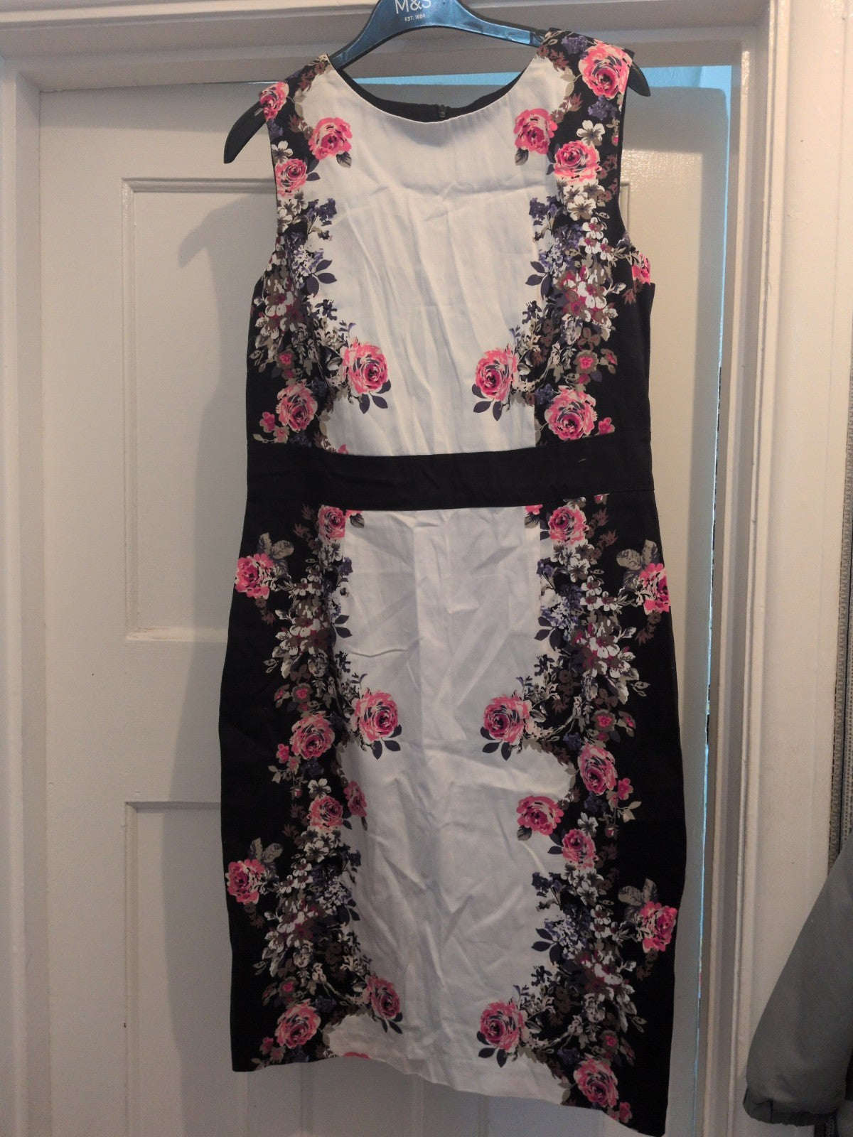 BHS 14 Black Pink White And Purple Sleeveless Dress