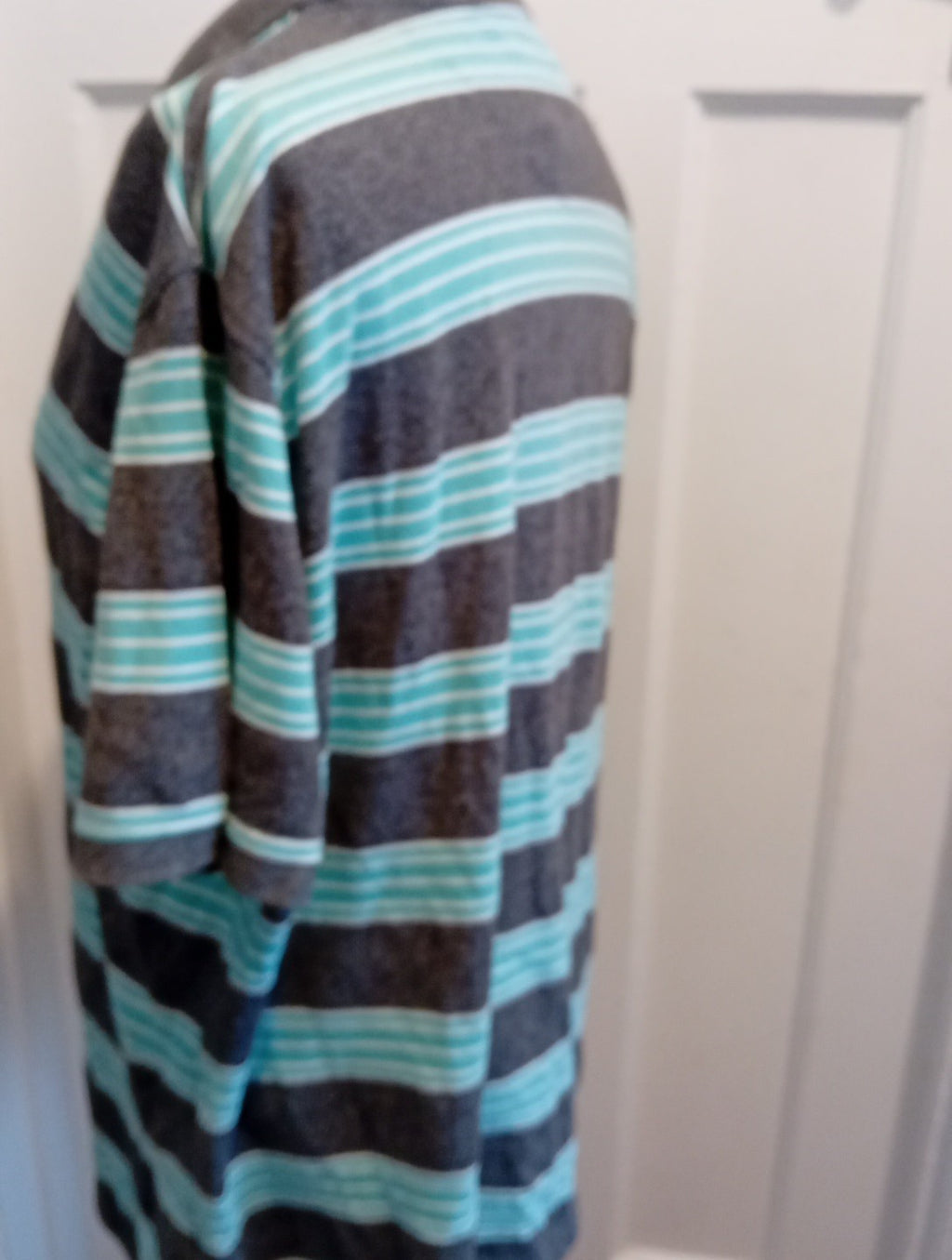 Mens Peacocks Size XL Mint Grey Striped Polo