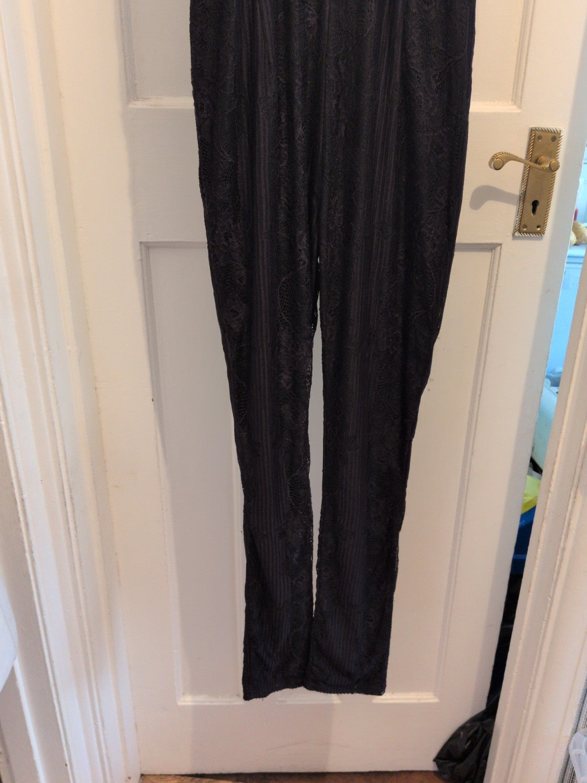 Prettylittlething 12 Black Patterned Sleeveless Jumpsuit