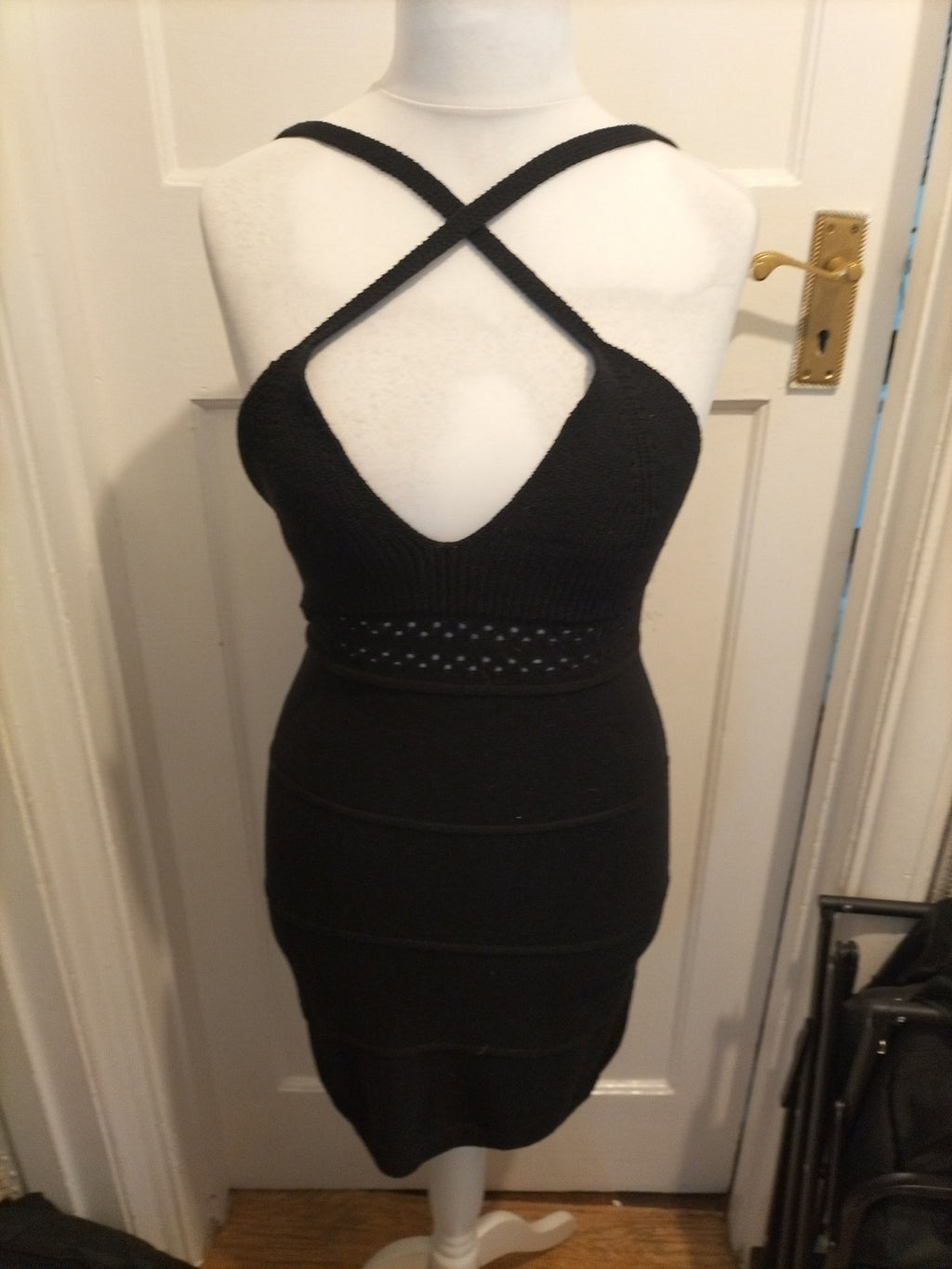 Ladies Black Wool Sleeveless Dress Size Med H&M