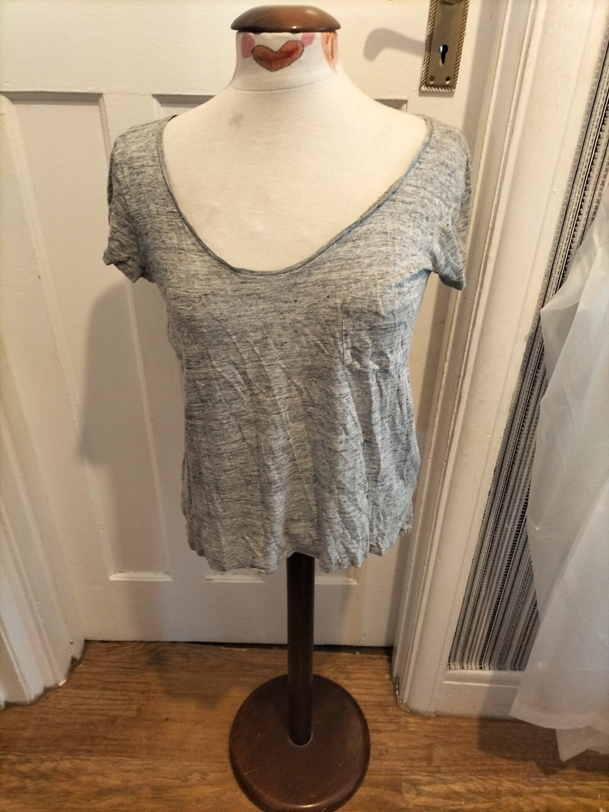 Ladies Next Size 8 Grey Scoop Neck Short Sleeved Tshirt