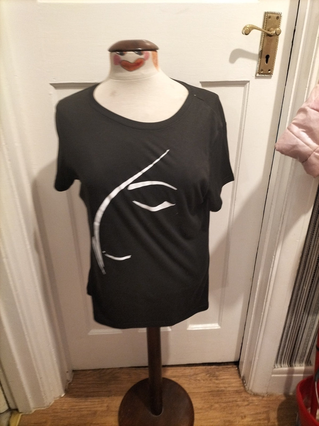 Ladies Shein Size Large Black Polyester Printed Tshirt