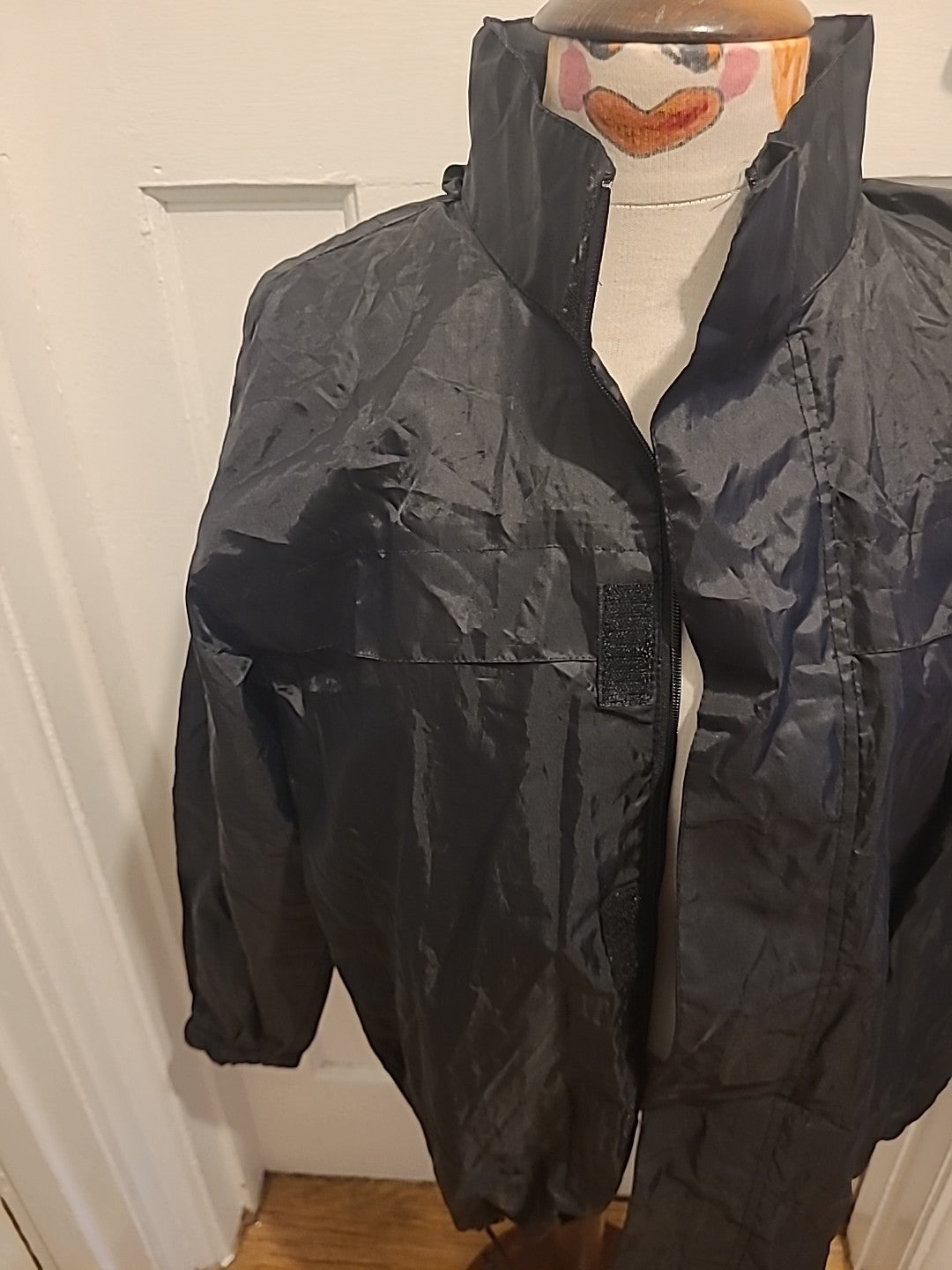 Ladies Denim&Co Size 12 Black Zipped Raincoat