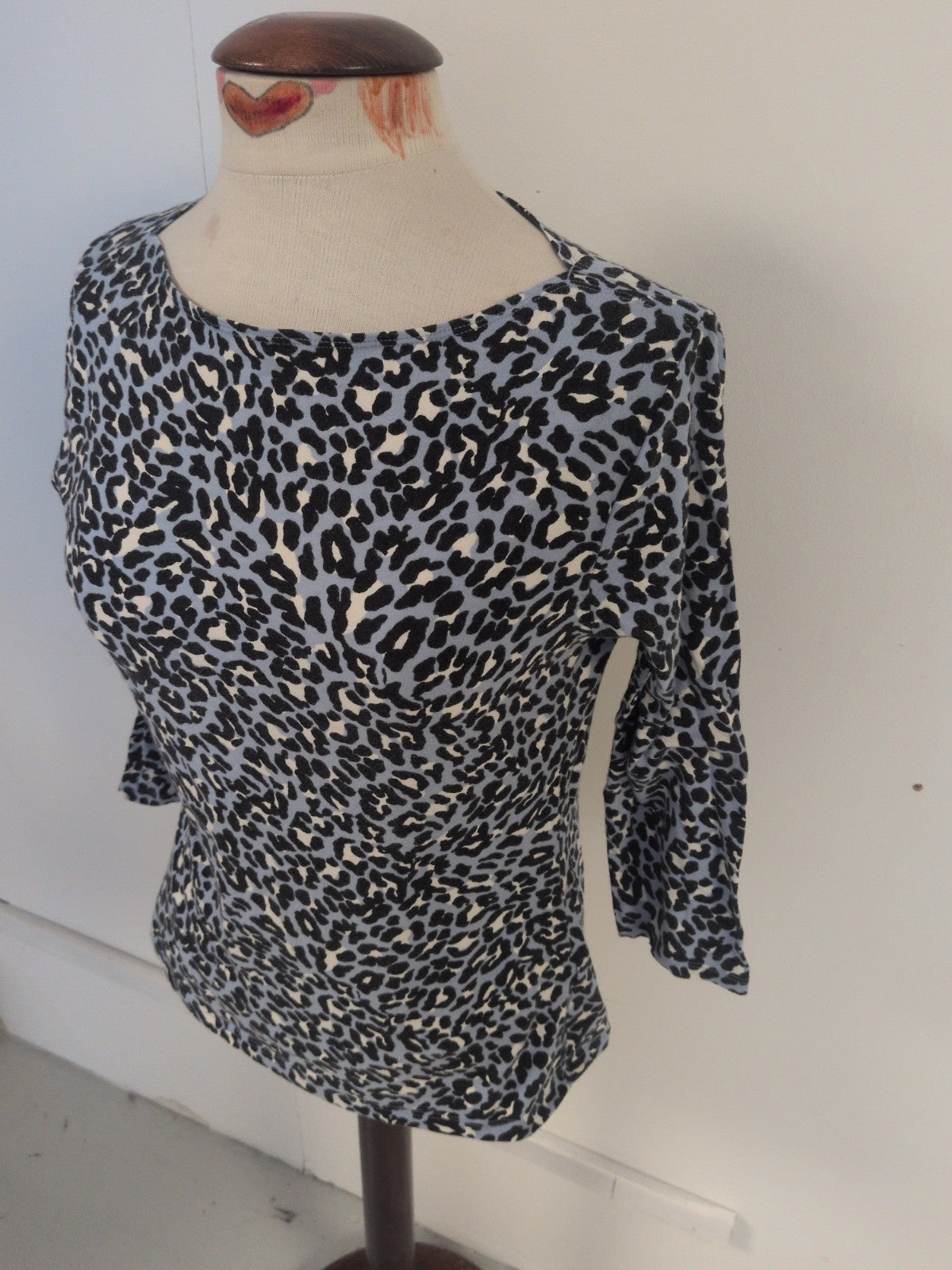 Marks And Spencer 14 Blue Leopard Print Long Sleeve Top