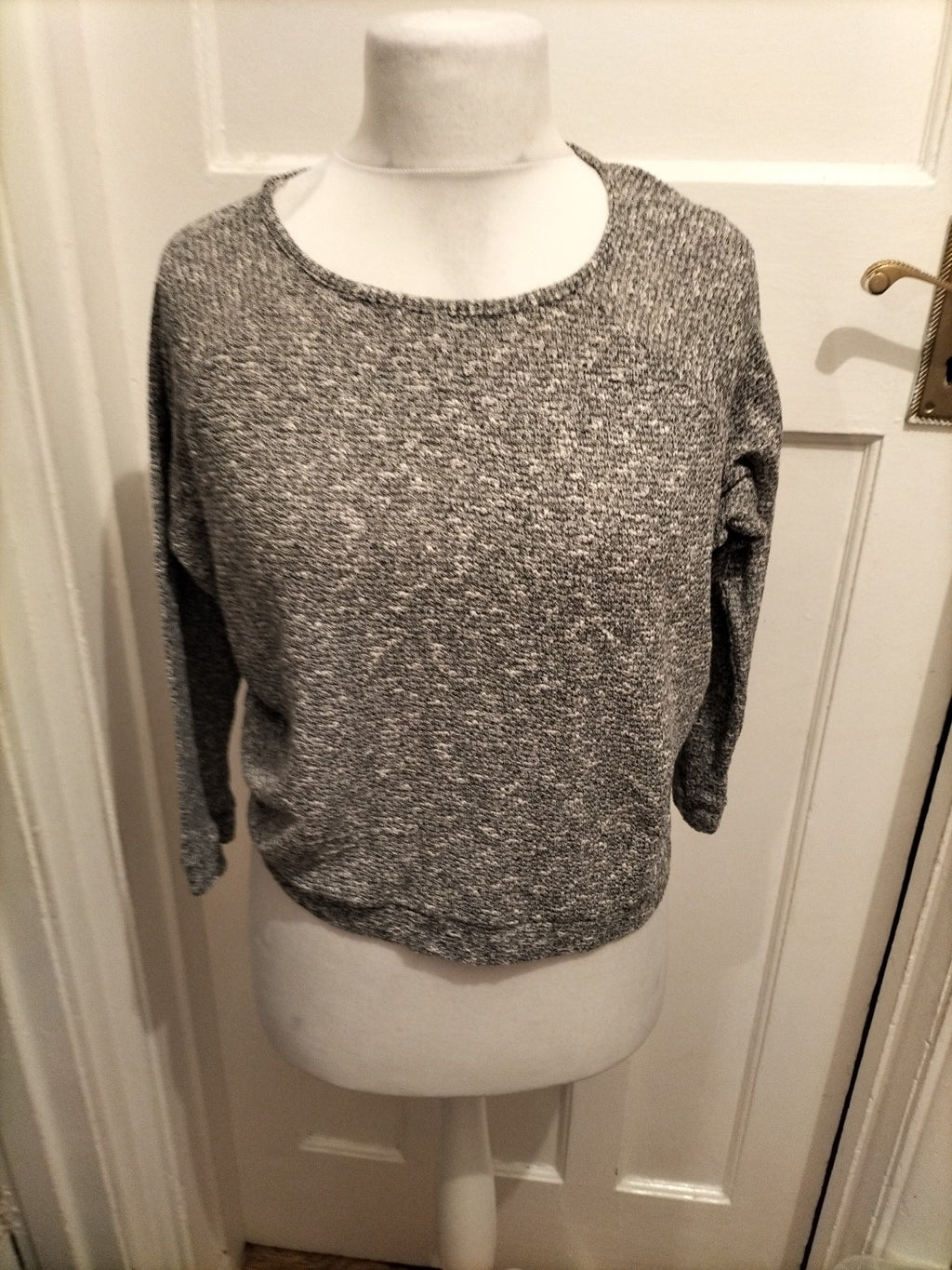 Ladies River Island Size 10 Grey Fleck Long Sleeved Lightweight Jumper/ Blouse