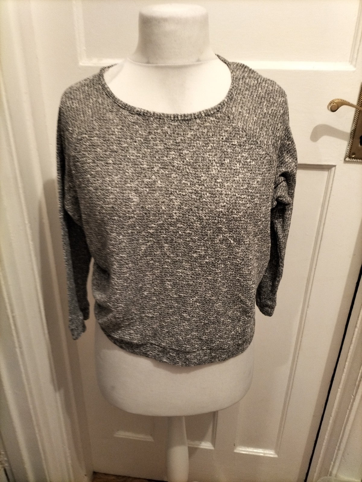 Ladies River Island Size 10 Grey Fleck Long Sleeved Lightweight Jumper/ Blouse