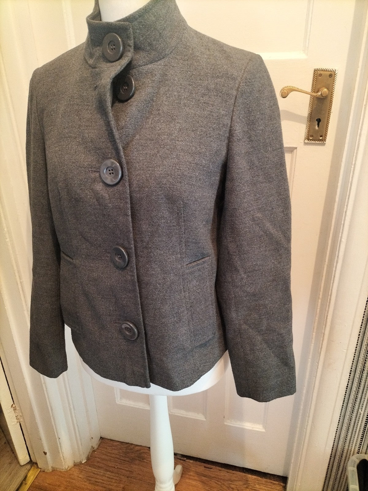 Ladies Debenhams Size 12 Grey High Neck Lined Jacket