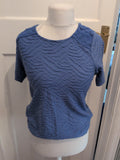 EWM Medium Blue Raised Rib Short Sleeve Blouse