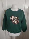 Ladies Size Small Green Love Heart Pullover Jumper