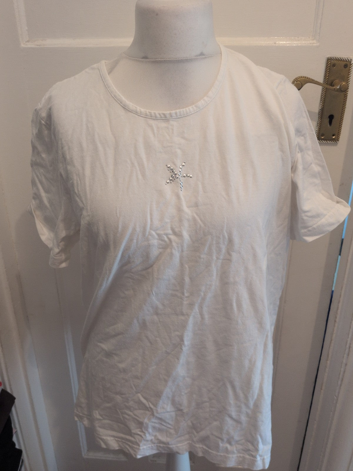 18 White With Silver Star Short Sleeve T-shirt