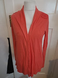 Topshop 12 Coral With Lace Long Sleeved Open Blouse