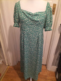 Ladies Shein Size XL Green Floral Split Hem Long Length Length Dress