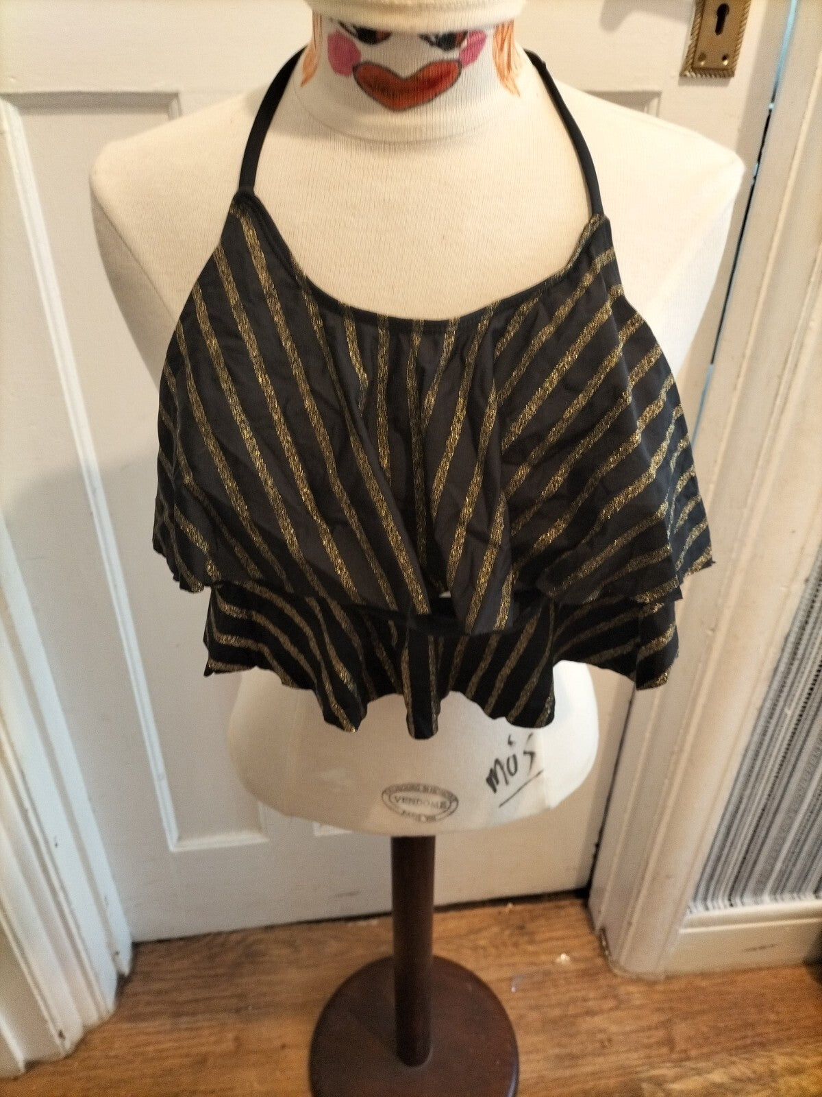 Ladies Miss Selfridge Size 10 Gold/Black Halterneck