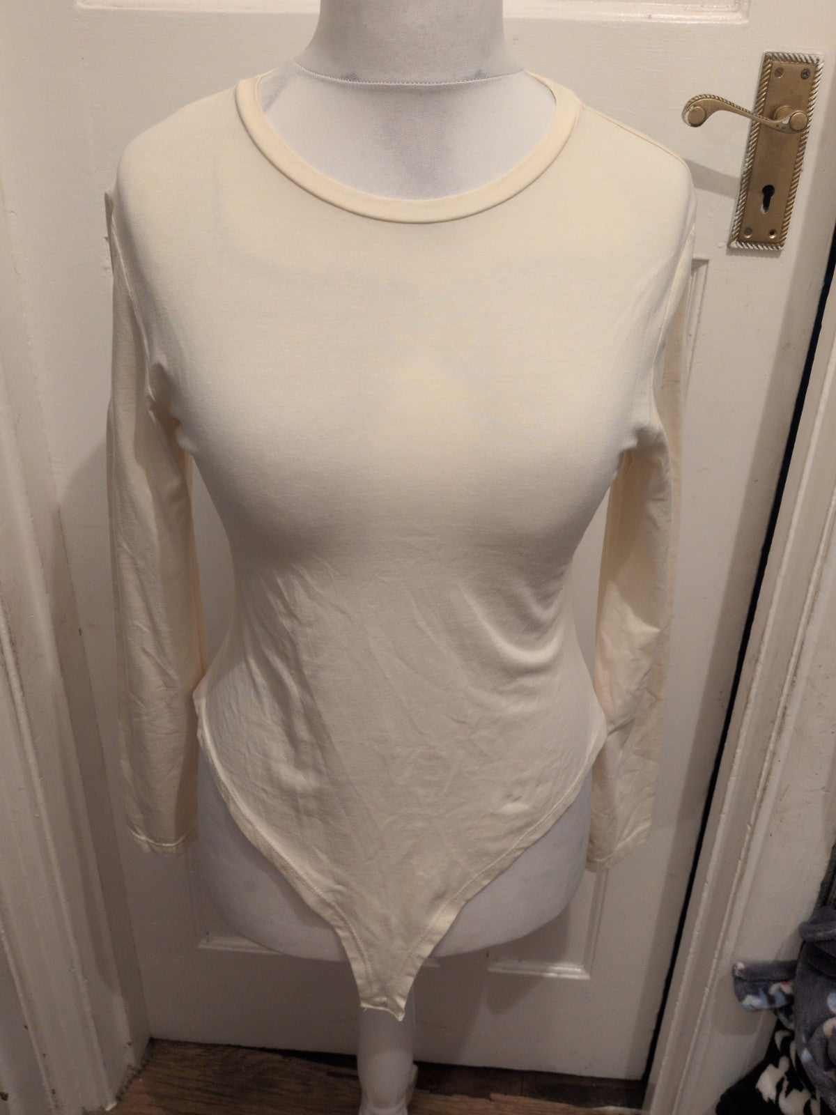 Primark Large Cream Long Sleeve Stretch Bodysuit