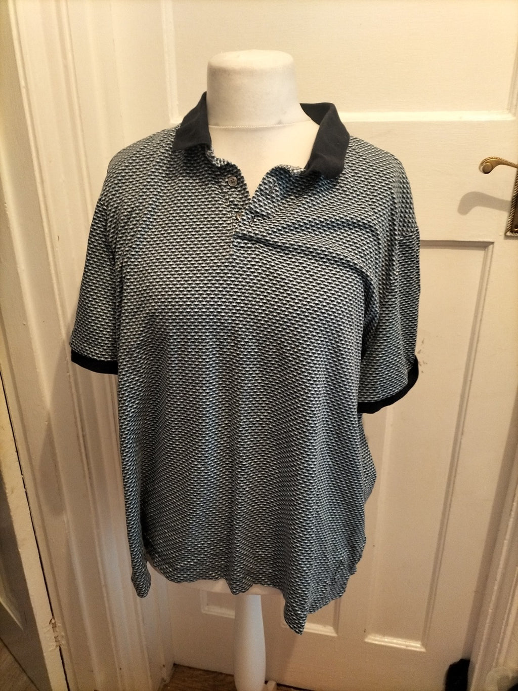 M&S 2XL Blue Mix Short Sleeve Polo Patterned