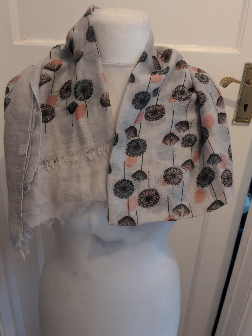 Grey Floral Scarf